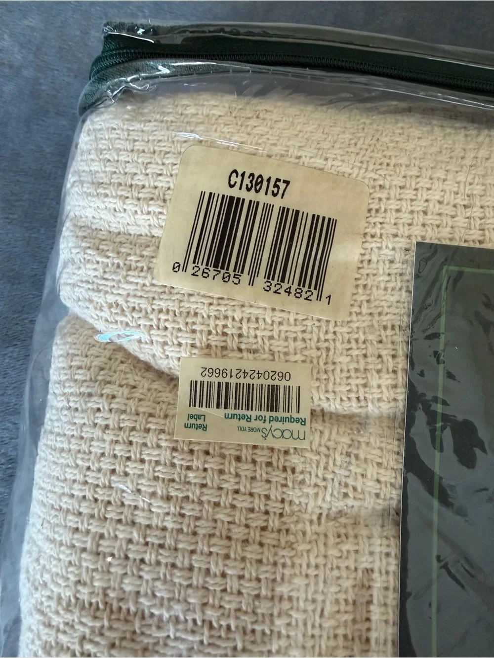 NWT Lauren Ralph Lauren Vintage Cream Textured Knit Bed Blanket ONE FULL/QUEEN